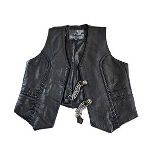 USA Bikers Dream Genuine Leather American Flag Vest Size XL (Chain Broken!)